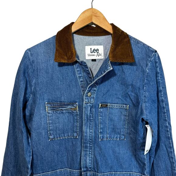 NWT Lee Womens Union-Alls Denim Jumpsuit Coveralls Brown Corduroy Collar S Retro - Picture 3 of 15